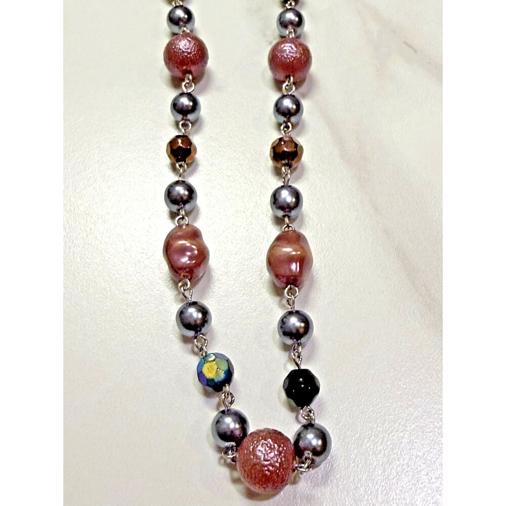 Vintage Cookie Lee Millefiori Glass Bead Necklace Signed Tag